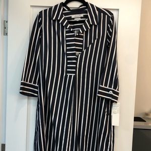 NWT foxcroft navy/white club stripe shirtdress sz8